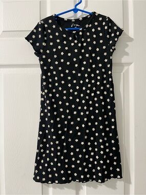 EUC Art Class Black Mini Dress with White Daisy Print